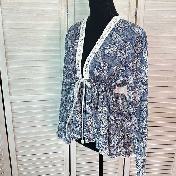 Free People Anissa Eyelete Boho Bed Jacket XS - Picture 10 of 12